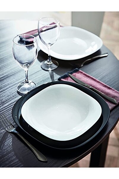 MADAME LUDA 12 Parça 6 Kişilik Luminarc Carine Yemek Takımı.siyah 27 Cm.servi...