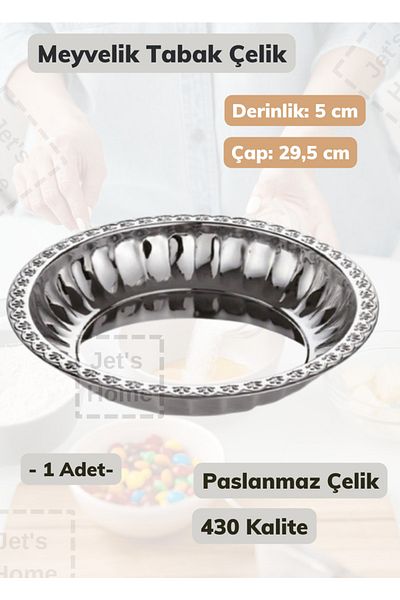 Jet's Home Steel Fruit Plate 29.5 Cm Stainless Steel Plate