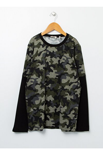 Koton Bedrucktes Khaki-Jungen-T-Shirt 3wkb10078tk