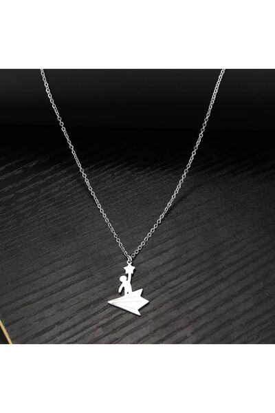 GÜMÜŞ 925k Kolye Kağıttan Uçak Yıldız