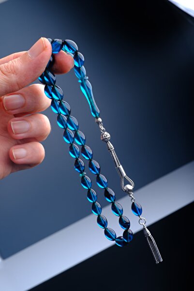 TESBİHEFENDİ Срібний китик, блакитний вогонь, бурштиновий чотки