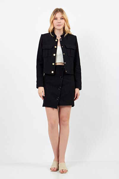 Volanlı Kırçıllı Mont Ceket- Etek Takım