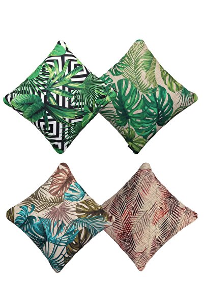 Ju Yaratıcı Tasarım Linen Throw Pillow Pillow Case Patterned Set of 4