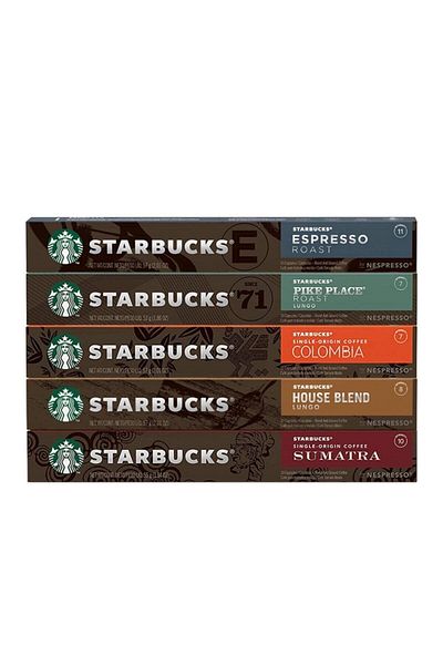Nestle Starbucks Nespresso Compatible Capsule Coffee Set, House, Sumatra, Espresso, Pike And Colombia