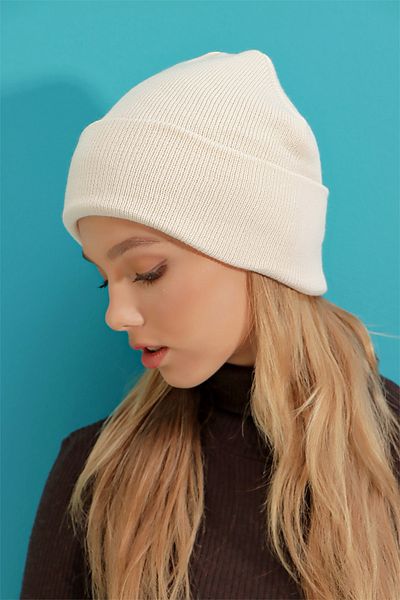 Trend Alaçatı Stili Női krémes Basic beret ALC-A2035