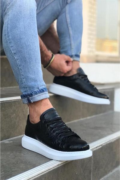 BPM Pantof casual Knack cu talpă înaltă 044 Talpă albă neagră (cu model)