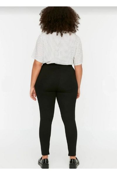 thalep Black Large Size Diving Fabric Leggings