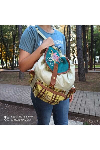 Old Cotton Kullanışlı Çok Renkli Cepli Spor Sırt Çantası
