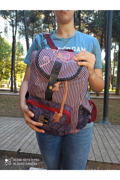 Old Cotton Kullanışlı Çok Renkli Cepli Spor Sırt Çantası