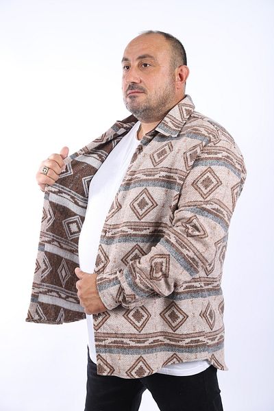 MocGrande Πουκάμισο Ξυλοκόπος Plus Size Grey Wolves 22213-καφέ