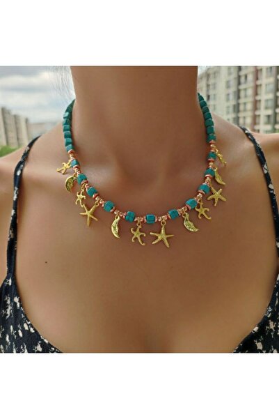 elinasaccessories Özel Tasarım El Yapım Turkuaz Kolye Hematit Kolye Figürlü K...