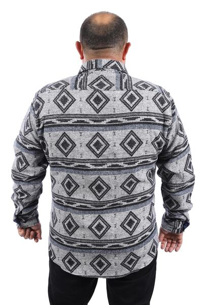 Starbattal Plus Size Lumberjack Shirt Gray Wolves 22213-black