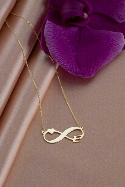 Genel Markalar Has Altın Kaplama Sonsuzluk Ve Kalp Detaylı E Baş Harfli 925k ...
