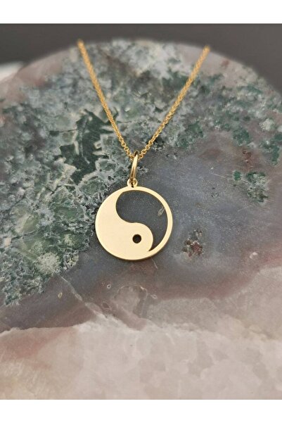 GÜMÜŞ Has Altın Kaplama Yin Yang 925k Kolye