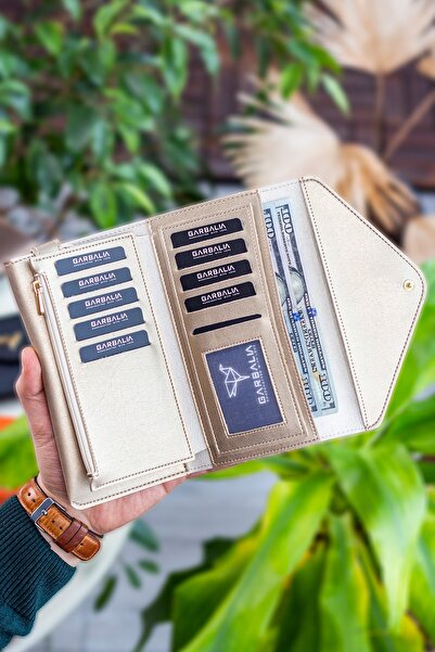 Garbalia Φάκελος μοντέλο Χρυσό γυναικείο πορτοφόλι με θήκη τηλεφώνου και νομισμάτων