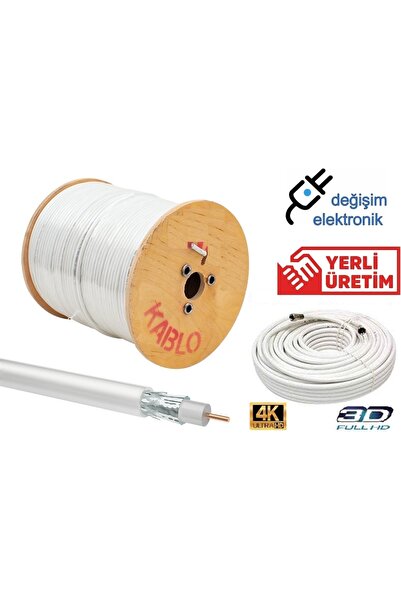 wiisat Rg59 Bitisik Ikili Uydu Çanak Anten Kablosu Mini 15 Metre Hazır Uçlu