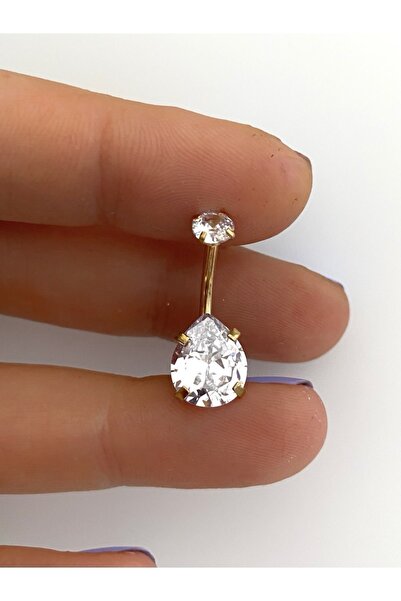 Arescollection Cerrahi Çelik Zirkon Taşlı Göbek Piercingi