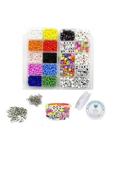 RLX BUJİTERİ Комплект за изработка на бижута с мъниста с букви и пясъчни мъни...