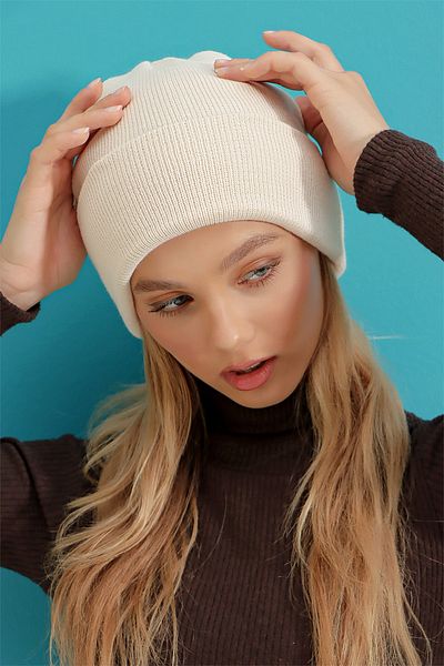 Trend Alaçatı Stili Női krémes Basic beret ALC-A2035