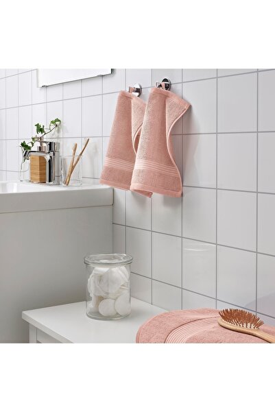 IKEA 3 Adet Küçük Banyo Havlusu 30x30 Cm El Yüz Havlusu 3 Lü Set Pembe Pamuk