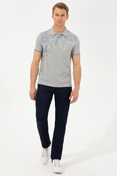 Pierre Cardin Tricou Slim Fit Gri Melange cu gât polo