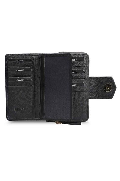 GUARD Small Size Black Matte Leather Women's Wallet