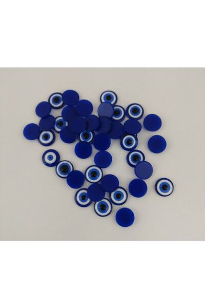 arminow 50 Pieces of Blue Plastic Evil Eye Beads (1 cm) - Decoration Material...