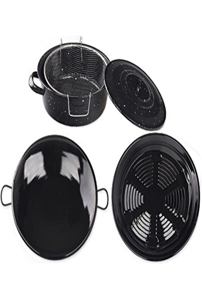 RoseRoi Enamel Kitchen Set Frying, Roasting and Roasting Set 3 Pieces