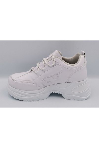 M.P. Pantofi sport alb cu talpă groasă de 6 cm din piele artificială