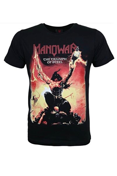 StüdyoÜmitTişört Manowar - تي شيرت قطني ممشط مطبوع عليه The Triumph Of Steel