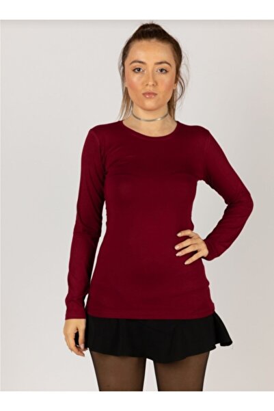 MaviMoure Women's Burgundy Crew Neck Combed Cotton Bodysuit