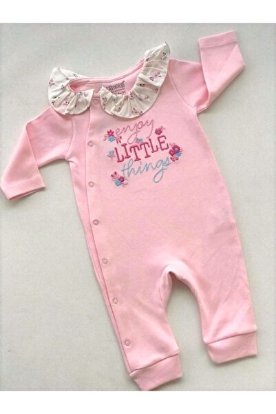 Kidaxi Baby Boss Little Things Çıtçıtlı Fırfır Yakalı Tulum Pembe