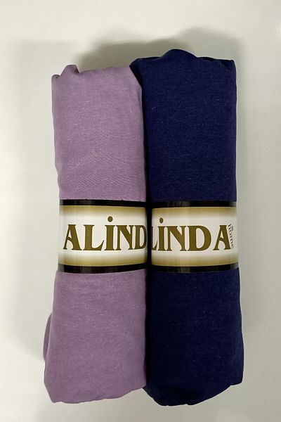 Alinda Home قطعتان من القماش المنسوج القطني ذو اللون العادي باللون الأرجواني الفاتح والأزرق الداكن