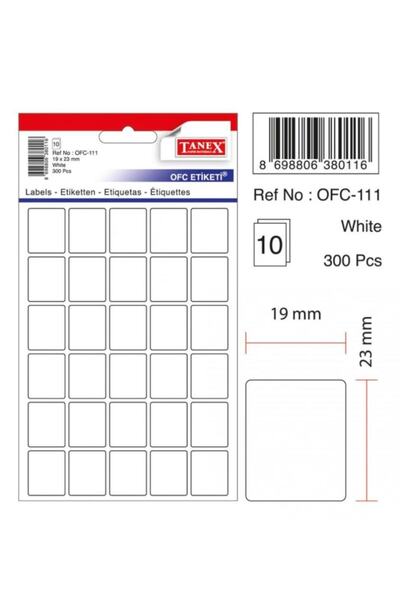 Tanex Ofc-111 Kancelarijska etiketa sa vrećicom 19x23 mm bela (Pakovanje od 10)
