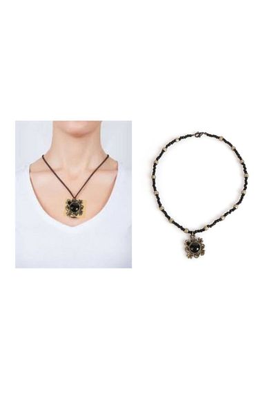 Bosphorus Women's Necklace, Black Jewelled 44cm