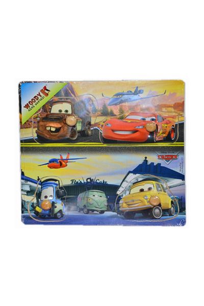 Woody Disney Cars Lightning Mcqueen and Friends 4 Piece Wooden Handle Puzzle 7 Characters