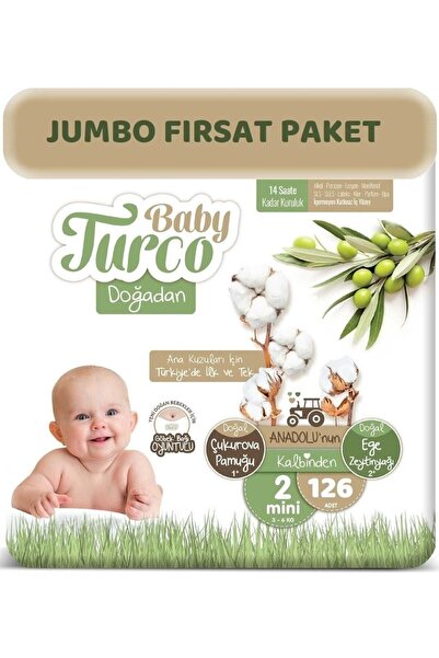 Baby Turco Baby Diaper Doğadan Size:2 (3-6kg) Mini 126 Pieces Jumbo Fırsat Pk