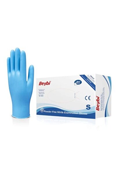 Beybi قفازات فحص طبي نيتريل زرقاء خالية من البودرة، 100 قطعة