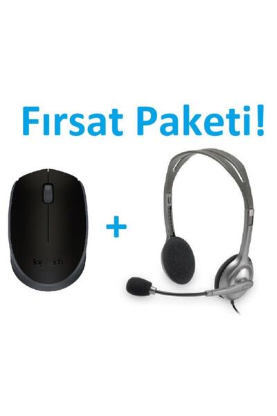 logitech M170 Kablosuz Mouse 910-004642 + H110 Kulaklık 981-000271
