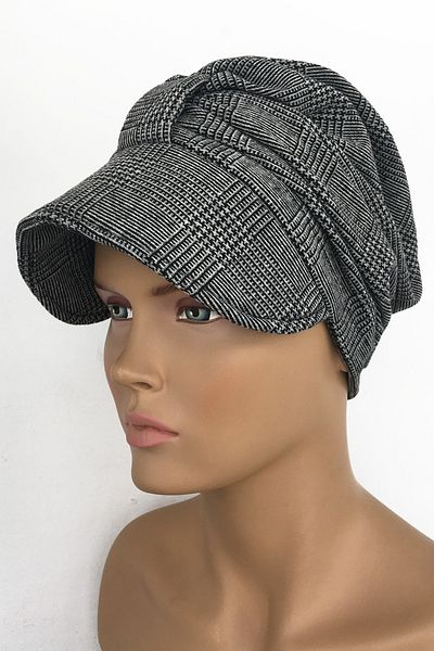 Vera Bonnet Ready Turban Hat Alya Bonnet Black and White Plaid Thin Knitwear Winter Hijab Bonnet
