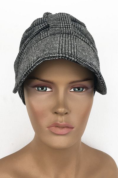 Vera Bonnet Ready Turban Hat Alya Bonnet Black and White Plaid Thin Knitwear Winter Hijab Bonnet