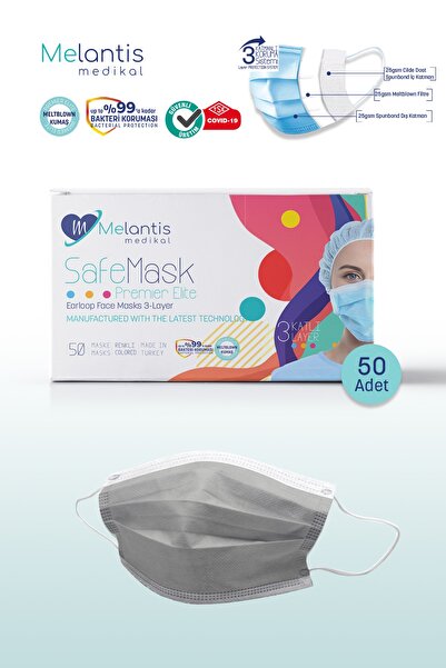 Melantis Medikal Meltblownlu + Tip 2r 3 Katlı Telli Cerrahi Maske 1 Kutu 50 A...