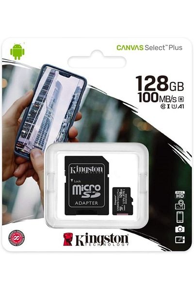 Kingston 128 جرام قماش Micro Sdhc 100 ميجا بايت / ثانية Sdcs2 / 128 جرام