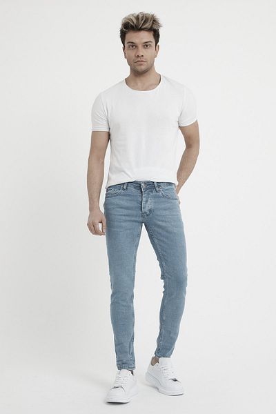MODAMESTO Ανδρικό τζιν ανοιχτό μπλε Slim Fit Lycra Skinny Leg