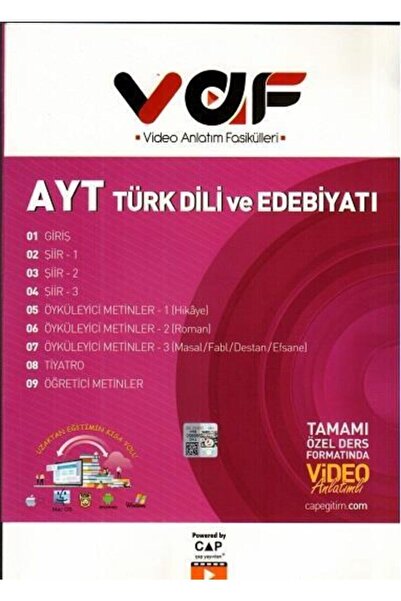 Çap Yayınları Ayt Vaf Türk Dili Ve Edebiyatı Video Anlatımlı Fasikülleri -2021