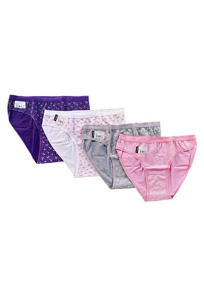 Tutku Chiloți de bikini pentru femei, cu imprimeu colorat din bumbac, pachet de 2 și 4