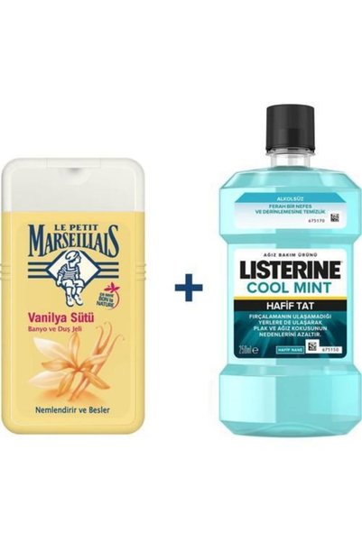 Le Petit Marseillais Vanilla Shower Gel Milk - 250 ml + Cool Mint Listerine -...