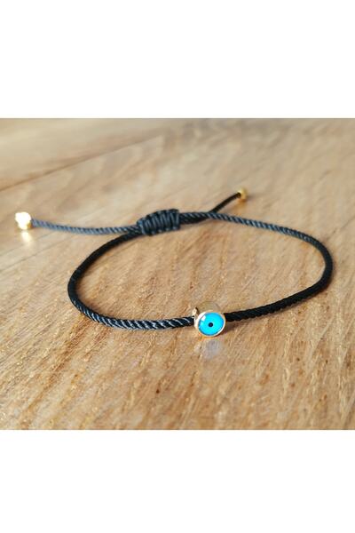 Qirpi Evil Eye Bead Rope Bracelet Unisex Black Color 24 Cm