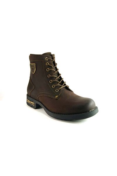 Darkwood Μπότες Unisex καφέ από γνήσιο δέρμα με φερμουάρ