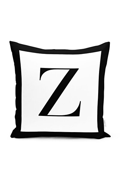 Realhomes Husă de pernă cu litere Z alb-negru, cu design special, imprimată d...